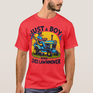 Kinder gewoon een jongen die van grasmaaiers houdt t-shirt