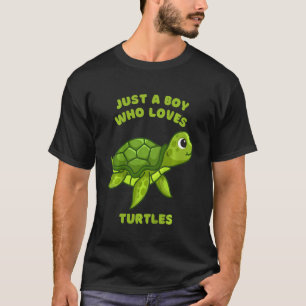Kinder gewoon een jongen die van schildpadden houd t-shirt