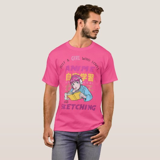 Kinder gewoon een meisje dat houdt van anime en sc t-shirt (Voorkant volledig)