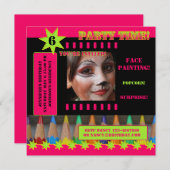 Kinder Gezichtsschilderij Verjaardagsfeestuitnodig Kaart (Voorkant / Achterkant)