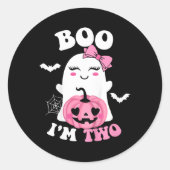Kinder Ghost Boo Ik ben Twee Jaar 2e Verjaardag Ki Ronde Sticker (Voorkant)