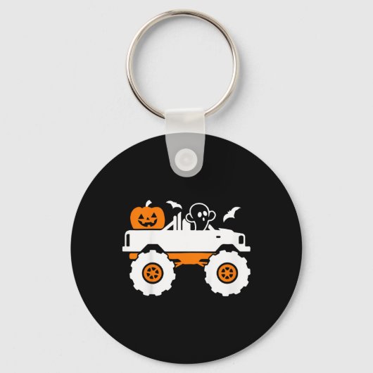 Kinder Ghost Pumpkin Riding Monster Truck Lazy Hal Sleutelhanger (Voorkant)