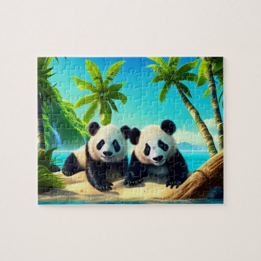 Kinder Giant Pandas Jigzaag Puzzle - Tropisch Legpuzzel (Horizontaal)