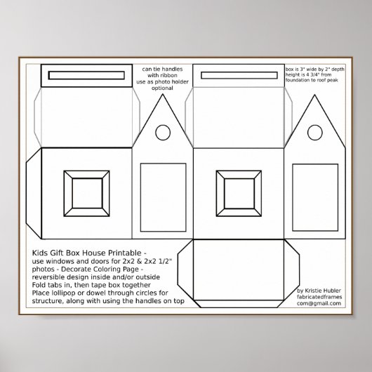 Kinder Gift Box Huis Kleurplaat Afdrukbaar Project Poster (Voorkant)