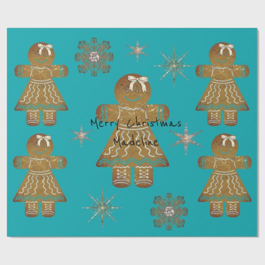Kinder Gingerbread Girly Monogram of Bericht Cadeaupapier (Vlak)