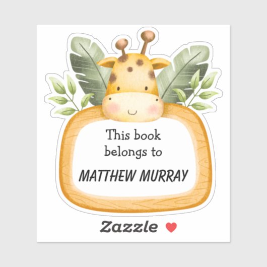 Kinder Giraffe Gepersonaliseerde Referentie Sticker (Vel)