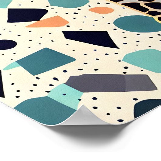 Kinder Giraffe Kleurrijke Stippen Poster (Hoek)