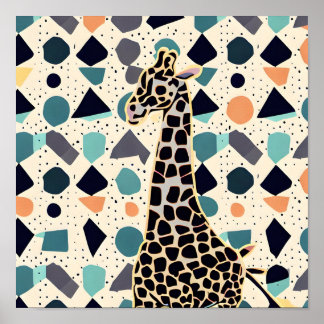 Kinder Giraffe Kleurrijke Stippen Poster