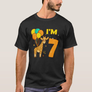 Kinder Giraffes Dierenliefdesmeisje Ik ben 7 jaar  T-shirt
