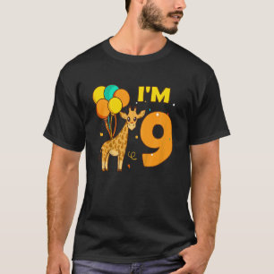Kinder Giraffes Dierenliefdesmeisje Ik ben negen j T-shirt