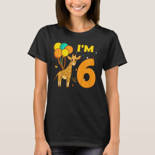 Kinder Giraffes Dierenliefdesmeisje Ik ben zes jaa T-shirt
