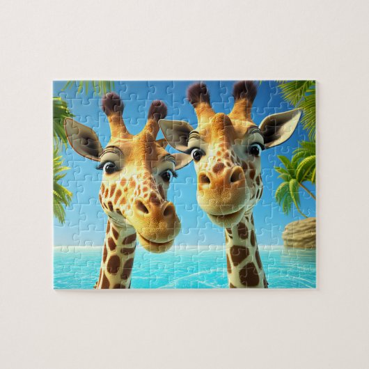 Kinder Giraffes Jigzaag Puzzle - Tropisch Legpuzzel (Horizontaal)