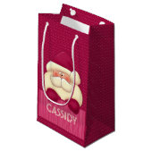 Kinder Girly Pink Santa en Polka Dots Klein Cadeauzakje (Voorkant Gekanteld)