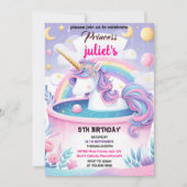 kinder girly schattig paarse roze eenhoorn 1e verj kaart (Voorkant)