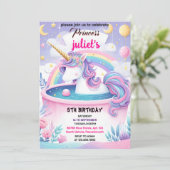 kinder girly schattig paarse roze eenhoorn 1e verj kaart (Staand voorkant)