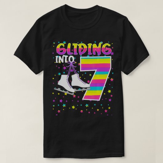 Kinder glijding in 7 jaar Laten we Schaatsen dat i T-shirt (Design voorkant)