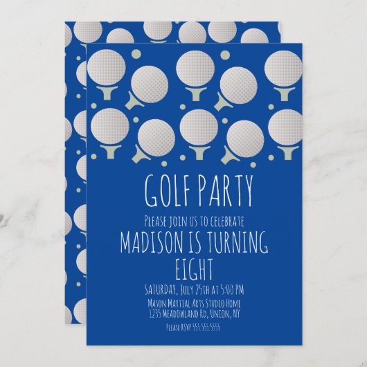 Kinder Golf Balls Birthday Party Green Kaart (Voorkant / Achterkant)