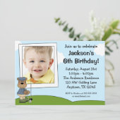 Kinder Golf Beer Foto van Birthday Party Kaart (Staand voorkant)