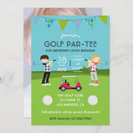 Kinder Golf Theme Birthday Party Fotouitnodiging Kaart
