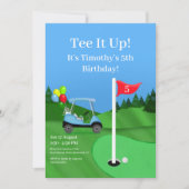 Kinder golfkar op cursusverjaardag kaart (Voorkant)