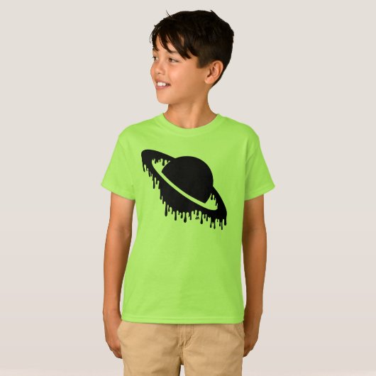 Kinder Gotische Dripping Planet Zwart Silhouet T-shirt (Voorkant volledig)