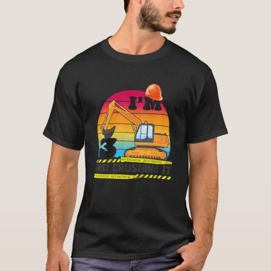 Kinder Graafmachine 3e Verjaardagsbouw Vrachtwagen T-shirt (Voorkant)