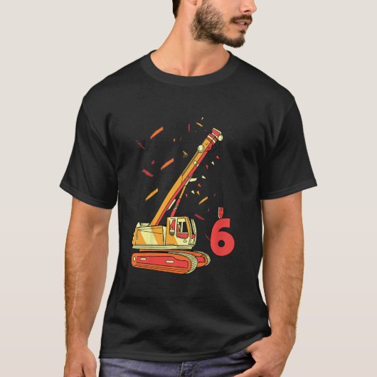 Kinder graafmachine 6e verjaardag 6 jaar Digger Co T-shirt (Voorkant)