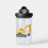 Kinder graafmachine bulldozer gepersonaliseerd waterfles (Voorkant)