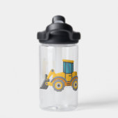 Kinder graafmachine bulldozer gepersonaliseerd waterfles (Achterkant)