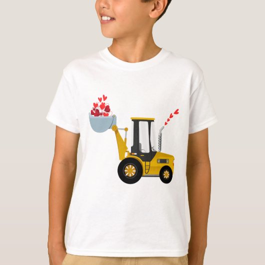 Kinder graafmachine met Valentijnsdagen voor harte T-shirt (Voorkant)