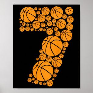 Kinder Graphic Bysketbyll 7th Birthday Boys 7 jaar Poster