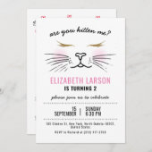 Kinder Grappig Kat Kitten Gezicht Verjaardagsfeest Kaart (Voorkant / Achterkant)