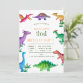 Kinder Grappige Dinosaurus Thema Verjaardag vieren Kaart (Staand voorkant)