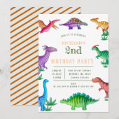 Kinder Grappige Dinosaurus Thema Verjaardag vieren Kaart (Voorkant / Achterkant)