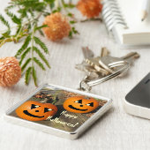 Kinder Grappige Halloween Country Pumpkins Sleutelhanger (Zijkant)