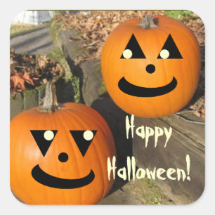 Kinder Grappige Halloween Country Pumpkins Vierkante Sticker