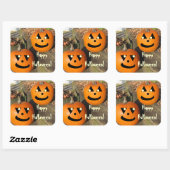 Kinder Grappige Halloween Country Pumpkins Vierkante Sticker (Vel)