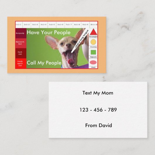 Kinder grappige hond educatief spel visitekaartje (Voorkant / Achterkant)