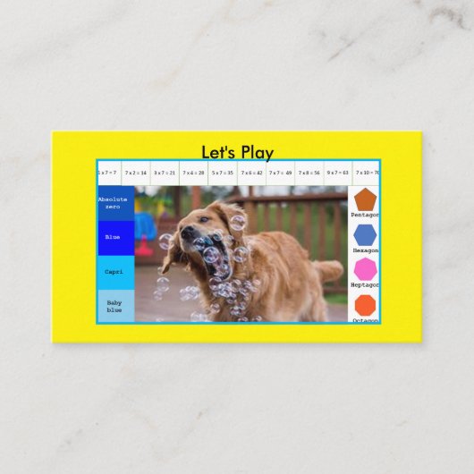 Kinder grappige hond educatieve spelletjes visitekaartje (Voorkant)