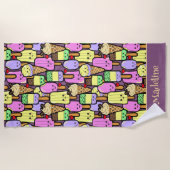 Kinder Grappige Kawaii Voedsel Cartoon Personages Strandlaken (Voorkant)