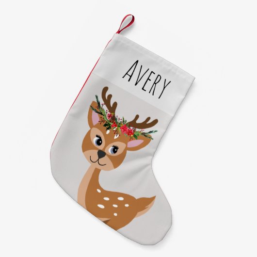 Kinder grauwe rendierziekte met ventilator en naam kleine kerstsok (Voorkant (Hangend))