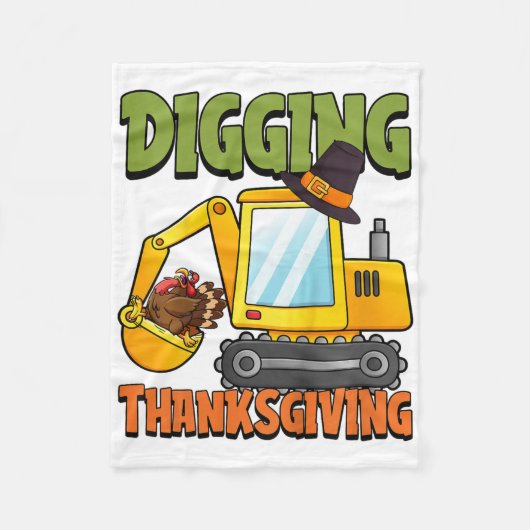 Kinder gravende Thanksgiving Dag Cool Excavator Tu Fleece Deken (Voorkant)