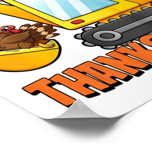 Kinder gravende Thanksgiving Dag Cool Excavator Tu Poster (Hoek)