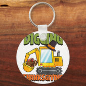 Kinder gravende Thanksgiving Dag Cool Excavator Tu Sleutelhanger (Voorkant)