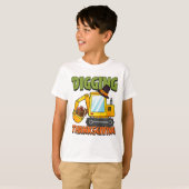 Kinder gravende Thanksgiving Dag Cool Excavator Tu T-shirt (Voorkant volledig)