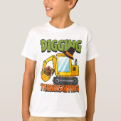 Kinder gravende Thanksgiving Dag Cool Excavator Tu T-shirt (Voorkant)