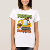 Kinder gravende Thanksgiving Dag Cool Excavator Tu T-shirt (Voorkant)