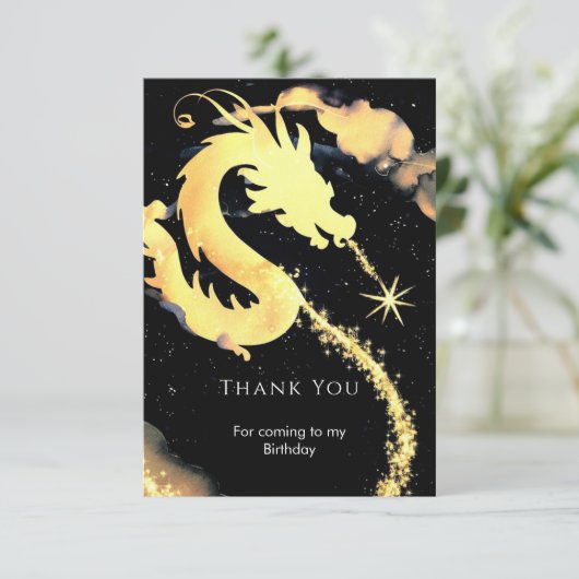 Kinder grillige drakenverjaardag bedankkaart (Staand voorkant)