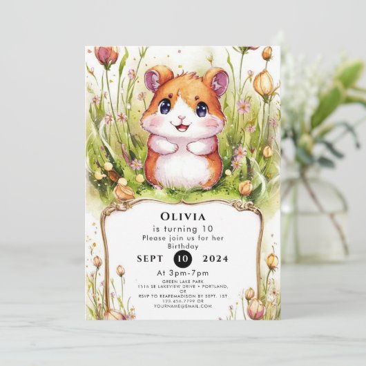 Kinder grillige hamster verjaardag kaart (Staand voorkant)