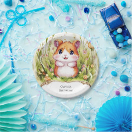 Kinder grillige hamster verjaardag papieren bordje